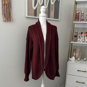 Joseph A. Open-Front Dark Pumpkin Colored Shawl Collar Cardigan